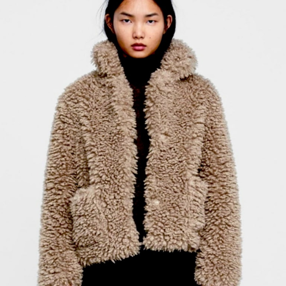 Brown Zara Cropped Poodle Coat
